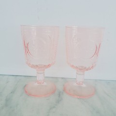 Set 2 Bormioli Rocco Romantic Stemware Water Wine Goblets 10.75 oz Pink