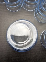 Vintage Clear Blue Ribbed Design Glasses set of 12, 6 @ 6-1/8” & 6 @ 3-1/2″