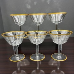 Vintage Tiffin-Franciscan Rims of Gold Clear Champagne/Tall Sherbet Set of 6