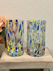 Alessandro Coppola Murano Multicolor Confetti Glass Tumblers Set – 2 Italy 5.8”