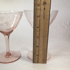 Vintage Pink Depression Glass Stemware 5 Piece Mix &Match Wine Champagne Glasses