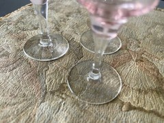 Vintage Pink & Clear Stems Adorable Small Shot Cordial Wine Glass 4 inch SET 3