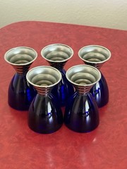 1930’s CHASE USA Blue Moon Art Deco Cobalt Blue With Chrome Base Lot Of 5