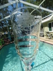 MCM Rock Sharpe Clear Crystal Gray Cut Water Goblet 3005-6 Excel Used Cond.