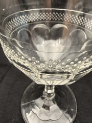 Antique EAPG Dewdrop Band Goblet Clear Pressed Glass c1880 Victorian