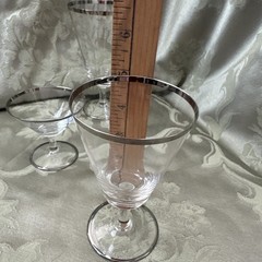 Vtg MCM Rosenthal Crystal Platinum Band Stemware Lot of 3 Glasses Goblet Coupe