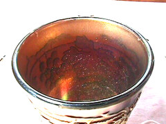«GRAPE & CABLE» 2 3/4″ 3 .OZ SHOT GLASS AMETHYST CARNIVAL GLASS BY: NORTHWOOD