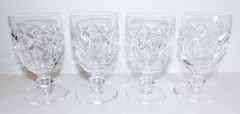 SET OF 4 WATERFORD CRYSTAL KERRY OLDER BALL STEM 4 3/4″ CLARET WINE GLASSES