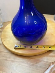 Vintage Hortensja Poland Cobalt Blue Blown Glass Decanter – 11″