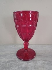 Vintage L.G. Wright Glass/Juice Goblet Priscilla Ruby Red 6″ x 3 1/2″, pre-owned