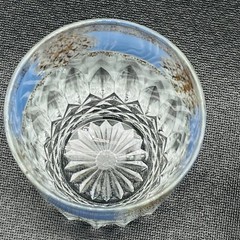 4 Vtg Mid Century Italian Old Fashioned Whiskey Glasses Azure Blue Gold Scroll