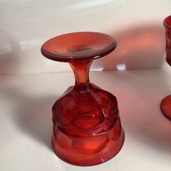 6 Fostoria ARGUS HFH Ruby Red Glass Water Goblets, 5” Vintage Red Ruby LRG