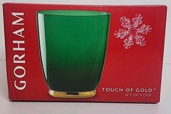 NIB Gorham Touch Of Gold Set Four (4) DOF Berry Ivy Green 16 OZ Glasses