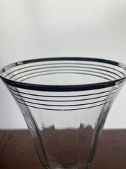 Set of 6 Vintage Optic Wine Glasses W/ Platinum Trim And Decanter