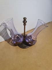 VINTAGE NEODYMIUM Colour Change Light Blue /Purple Italian Cruet Set Oil Vinegar