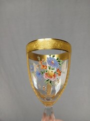 Myers Neffe / Lobmeyr Bohemian Enameled Watteau Scene & Gold Wine Glass A