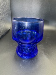 8 oz. Flat Tumbler Looks To Be Hazel Atlas Georgian In Blue 3 3/4”