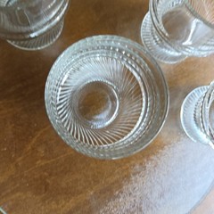 4 Federal DIANA Clear Glass Flat Tumbler 9 Oz Short Ribbed Swirled Glasses