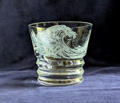 Baccarat Vega Crystal Rock Glass Hokusai Great Wave Handcrafted Engraved from JP