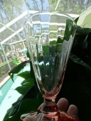 Fry Pink Glass Regular Optic 11.5 oz Footed Tumbler Very Good Used Condition