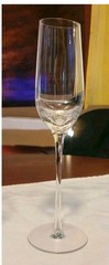 Pier 1 Crackle Glass Angled Rim Champagne Glasses Flutes 10″ Tall
