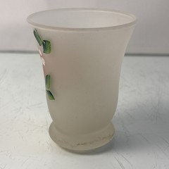 Vintage Milk Glass Tumbler Hand Painted Orange Fruit Juice Glass 3″ Tall