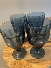 Vintage MCM Libbey Duratuff Dusky Blue Gibralter Goblets, set of 4, EUC