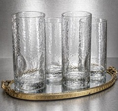Libbey Crisa Set Of 4 Clear dimples Pincherd Grip Glass Tumblers 16 Oz