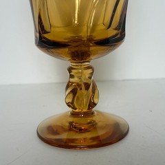 Set/2 Vintage Fostoria Jamestown Amber Swirl Water Goblets Glasses Twist Stem 6″