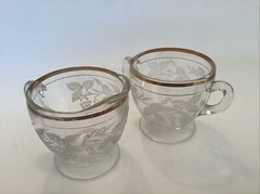 Vintage Bartlett Collins Grapes Etched Four Piece Table Set SugarCreamer, S/P