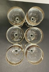 Set Of 6 Vtg Stolzle Crystal Wine Goblet Gold Trim Band White Scroll Stemware