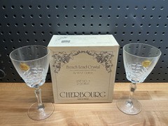 Vtg W.M. Dalton 24% French Lead Crystal Unit No.1 2 Goblets Made France