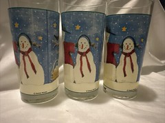 Onieda Debbie Mumm Snowman Tall Beverage Glasses Set of 3