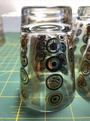 Vintage 4 Retro 4oz Clear Glass Drinking Glasses Gold & Black Abstract Design