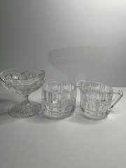 Imperial glass 3-Piece Clear Cut Glass Sugar Bowl Set – Glass, Three-Piece Set
