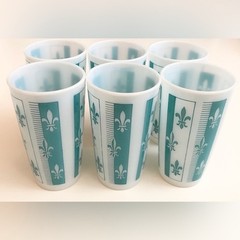 EUC Vintage Hazel Atlas Fleur De Lis 12oz High Ball Glasses Set of 6