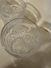 Set Of 4 Vintage Clear Pressed Glass Tumblers -UV Reactive Under 365 Nm Blackli