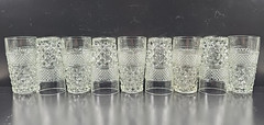 9 Anchor Hocking Wexford 10 Oz Tumblers Vintage Clear Diamond Cut Etch Retro Lot