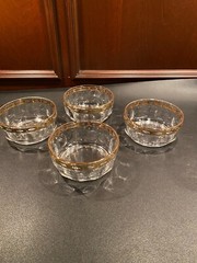 Culver Valencia 22k Gold Ice Bucket, Flat Tumblers & Small Fruit Dessert Bowls