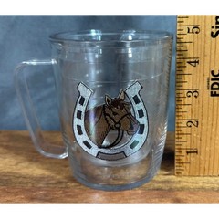 Vintage Tervis Horse & Horse Shoe 17oz Insulated Tumbler Glass