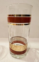 4 Vtg Luminarc After Hours J. G. Durand MCM HighBall Cocktail Glasses Rust &Gold