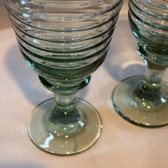 Set of 2 Libbey Sirrus Spanish Green Glass Wine Water Goblets 16oz VTG EUC