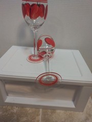 Stemware Strawberry And Apples Handpainted Set Of Two 9 Inch Gorgeous Pre-owned