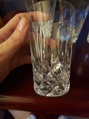 Set (4) Juice Tumblers 3-3/4″ Glasses Irish Signed Galway Crystal «Clifden Cut»