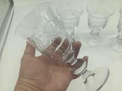 Set Of 4 Heavy Glass Fancy Etched Goblets- Set Of 4