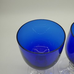 2 Vintage Wine Stemmed Cobalt Blue and Clear Glasses