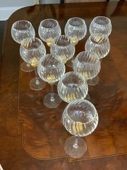UNION STREET GLASS MANHATTAN GOLD Bordeaux Wine Glass Goblet Signed 11 AVAILABLE