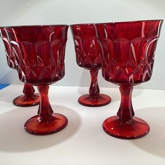 4 Perspective Ruby Red water goblets by Noritake Japan 6.5”H 3.75”W
