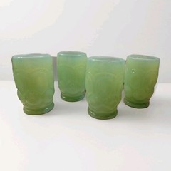 4 Moon and Star Glass Weishar MINI WATER SET Light Green Jadeite Tumbler