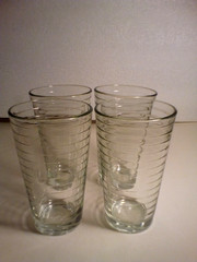 Libby Crisa Clear Vertical Cut Glass Tumblers Set Of 4 Stripe Tall Drinking VTG